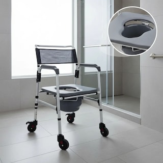 Foto 7 | Foto 7 | Silla Comodo De Aluminio Plegable Gris Con Ruedas