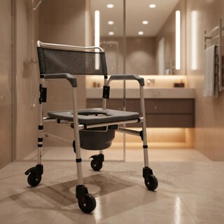 Foto 8 | Foto 8 | Silla Comodo De Aluminio Plegable Gris Con Ruedas
