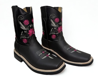 Foto 1 | Foto 1 | Botas Vaqueras Risel Negro Flores Fiusha Modelo 63 Mujer 1 Par