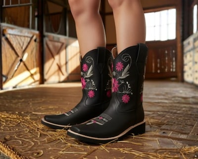 Foto 5 | Foto 5 | Botas Vaqueras Risel Negro Flores Fiusha Modelo 63 Mujer 1 Par