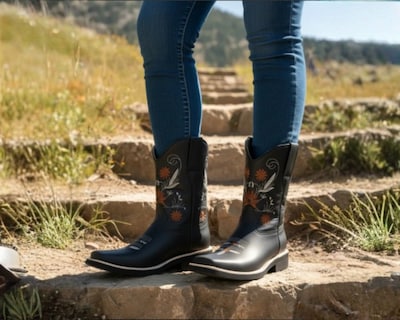 Foto 3 | Foto 3 | Botas Vaqueras Risel Negro Flores Café Modelo 63 Mujer 1 Par