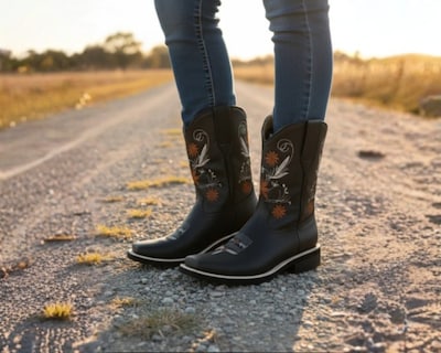 Foto 4 | Foto 4 | Botas Vaqueras Risel Negro Flores Café Modelo 63 Mujer 1 Par