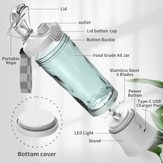 Foto 4 | Foto 4 | Licuadora Portátil Denokin Tamaño Personal 600 Ml 6 Cuchillas - Venta Internacional.