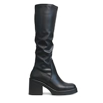 Bota Mada Frost Negro De Tacón Cuadrado Y Caña Fruncida