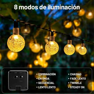 Foto 2 | Foto 2 | Guirnaldas de Luces Led Solares Exterior 12 m