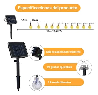 Foto 3 | Foto 3 | Guirnaldas de Luces Led Solares Exterior 12 m