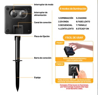 Foto 4 | Foto 4 | Guirnaldas de Luces Led Solares Exterior 12 m