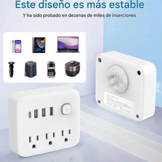 Foto 2 | Foto 2 | Multicontacto Pared Xtellar Con Usb 3 Enchufes 3 Usb + Usb-c 2000w Blanco
