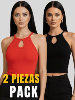 Foto 5 | Foto 5 | Set 2 Blusas Mujer Texturizada Casual Bl-1028-px3 Negro Y Rojo Crop Top Para Mujer