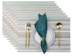 Manteles Individuales Xtellar Vinilo Resistentes Al Calor Reutilizables 8 Piezas Azul