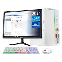 Computadora Escritorio Xtreme Pc Gaming Intel N100 16gb Ssd 500gb Monitor 23.8 Wifi White Ideal Para Punto De Venta Y Uso Diario