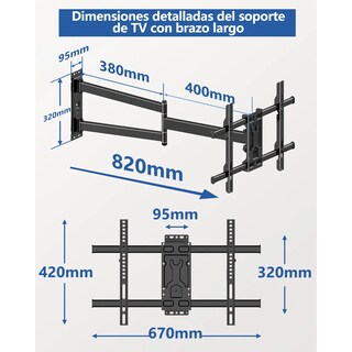 Foto 2 | Foto 2 | Soporte Tv Esquina Brazo Soporte Giratorio 180° Inclinable Soporte 50kg Eo Safe Imports Esi-24050 Negro