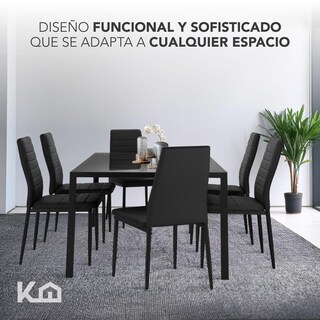 Foto 6 | Foto 6 | Juego De Comedor 6 Sillas Y Mesa De Vidrio Templado Moderno