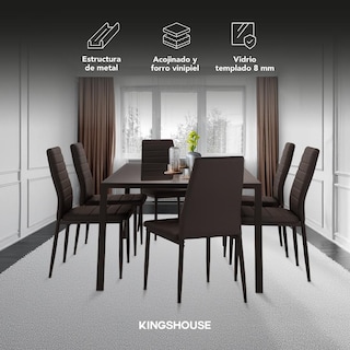 Foto 2 | Foto 2 | Juego De Comedor 6 Sillas Y Mesa De Vidrio Templado Moderno