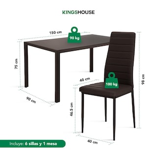 Foto 4 | Foto 4 | Juego De Comedor 6 Sillas Y Mesa De Vidrio Templado Moderno