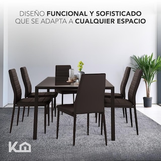 Foto 7 | Foto 7 | Juego De Comedor 6 Sillas Y Mesa De Vidrio Templado Moderno