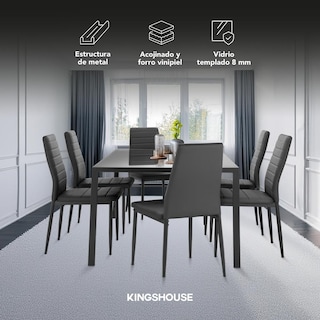 Foto 2 | Foto 2 | Juego De Comedor 6 Sillas Y Mesa De Vidrio Templado Moderno
