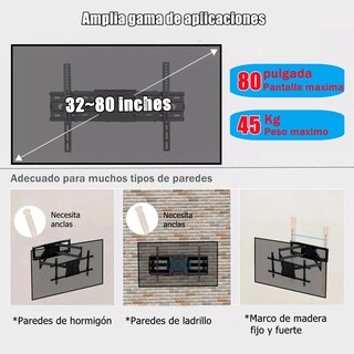 Foto 3 | Foto 3 | Soporte Para Tv Monitor Pared Pantalla De 32 A 80 Pulgadas Eo Safe Imports Esi-24049 Negro