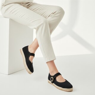 Foto 7 | Foto 7 | Zapato Mujer Tipo Mary Jane Espadrille Flat Zapato Plano Tipo Alpargata Vino Plataforma Yute Casual Hebilla Dorada Comodo