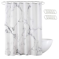 Cortina De Ducha Xtellar Engrosada Impermeable Secado Rápido Mármol Blanco