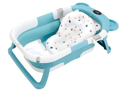 Foto 1 | Foto 1 | Bañera Plegable Para Bebé Xtellar Con Orejas Antideslizante Azul