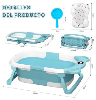 Foto 3 | Foto 3 | Bañera Plegable Para Bebé Xtellar Con Orejas Antideslizante Azul