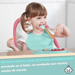 Foto 6 | Foto 6 | Set De Platos De Silicón Para Bebé Verde Antivuelco Sin Bpa