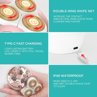 Foto 5 | Foto 5 | Afeitadora Eléctrica Vogoe Rosa Cuchilla Flotante 3d Recargable Para Mujer