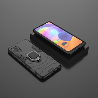 Foto 2 | Foto 2 | Funda Rígida Antichoque Samsung Galaxy A31 Negro Doble Capa Con Anillo Metálico Para Soporte Magnéti