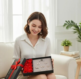 Foto 3 | Foto 3 | Set De Pendientes Xtellar 7 Pares Con Caja De Rosas Y Bolsas