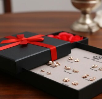 Foto 4 | Foto 4 | Set De Pendientes Xtellar 7 Pares Con Caja De Rosas Y Bolsas