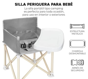Foto 2 | Foto 2 | Silla Plegable Para Bebé Xtellar Tipo Camping Con Charola Gris