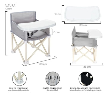 Foto 4 | Foto 4 | Silla Plegable Para Bebé Xtellar Tipo Camping Con Charola Gris