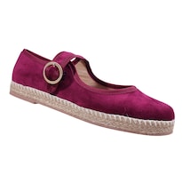 Zapato Mujer Tipo Mary Jane Espadrille Flat Zapato Plano Tipo Alpargata Vino Plataforma Yute Casual Hebilla Dorada Comodo