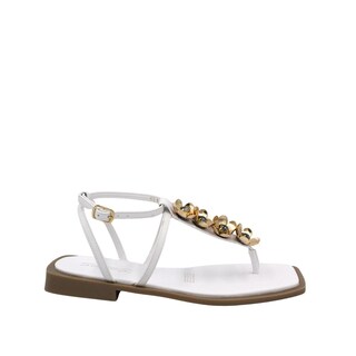 Foto 1 | Foto 1 | Sandalias Casuales De Piso Con Flores Senties Blanco Para Mujer