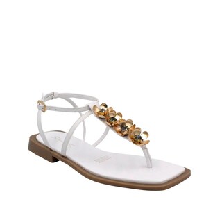 Foto 2 | Foto 2 | Sandalias Casuales De Piso Con Flores Senties Blanco Para Mujer