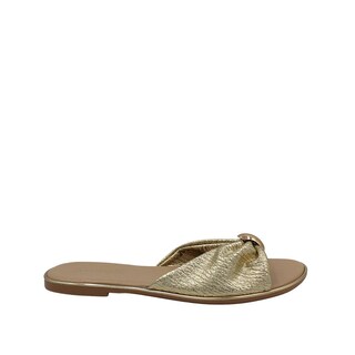 Foto 1 | Foto 1 | Sandalias Casuales De Piso Con Plisado Senties Dorado Para Mujer