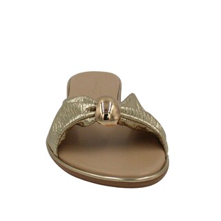 Foto 3 | Foto 3 | Sandalias Casuales De Piso Con Plisado Senties Dorado Para Mujer