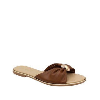 Foto 2 | Foto 2 | Sandalias Casuales De Piso Con Plisado Senties Café Para Mujer