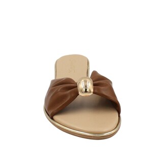 Foto 3 | Foto 3 | Sandalias Casuales De Piso Con Plisado Senties Café Para Mujer