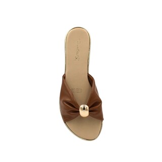 Foto 6 | Foto 6 | Sandalias Casuales De Piso Con Plisado Senties Café Para Mujer