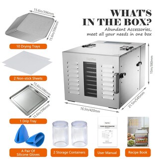 Foto 6 | Foto 6 | Deshidratador Comercial Septree Acero Inoxidable Con 10 Charolas Desmontable 1000 W 190°f