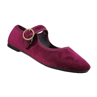 Foto 1 | Foto 1 | Zapato Mujer Tipo Mary Jane Flat Zapato Plano Cómodo Casual Elegante Vino Casual Hebilla Dorada Cómodo