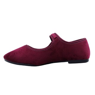 Foto 2 | Foto 2 | Zapato Mujer Tipo Mary Jane Flat Zapato Plano Cómodo Casual Elegante Vino Casual Hebilla Dorada Cómodo