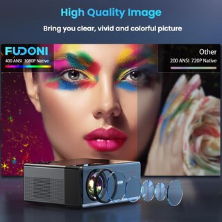 Foto 4 | Foto 4 | Proyector Fudoni Wifi 5g Bluetooth 1080p 18000l Para Exteriores Compatible Con Tv