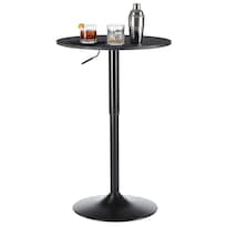 Mesa De Bar Elly Decor Halo Negra Altura Ajustable Base Redonda 60 Cm