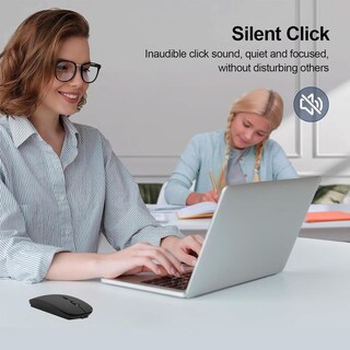 Foto 2 | Foto 2 | Mouse Inalámbrico Suteke Plata Tipo C Recargable Silencioso Compatible Con Macbook Air Pro Ipad Imac