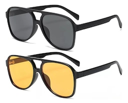 Lentes de Sol Vintage de Estilo Hombre Y Mujer Modelo Negro 2 Piezas