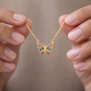 Foto 5 | Foto 5 | Collar Yoiko Alaria Mariposa Dorado Con Zirconias Multicolor