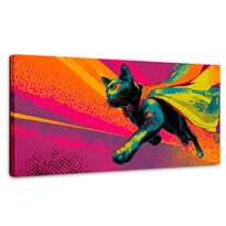 Cuadro Decorativo Recámara Pop Art Canvas Super Pop Cat 120x60